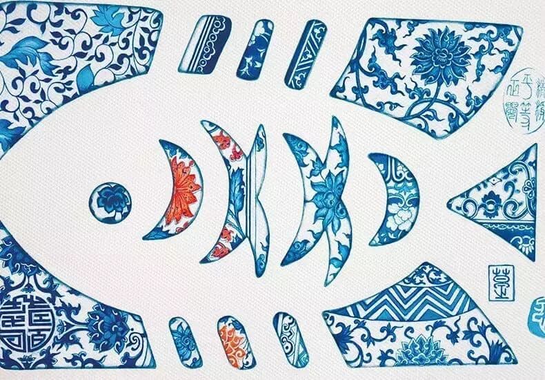 Poissons bleu et blanc
